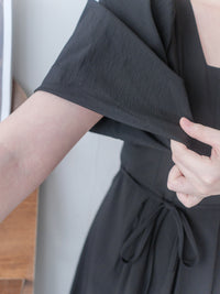 Pleated Waist 隱形橡筋小泡泡袖車褶腰身 Dress / DS9896 (pre-order beige)