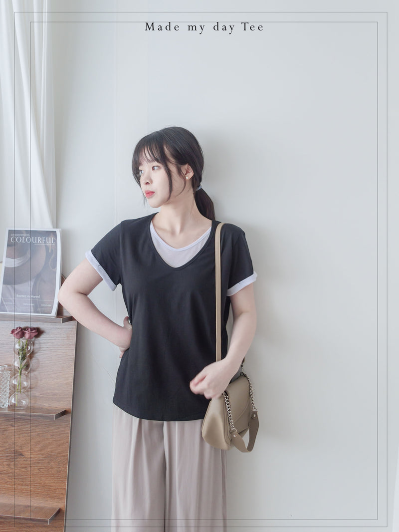 Comfy Yet Chic 極舒適柔軟棉質假兩件上衣 Tee/ TP9143