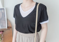 Comfy Yet Chic 極舒適柔軟棉質假兩件上衣 Tee/ TP9143