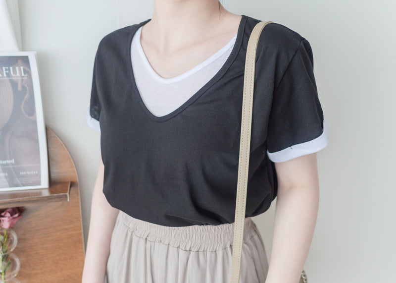 Comfy Yet Chic 極舒適柔軟棉質假兩件上衣 Tee/ TP9143