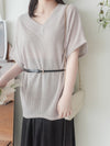 V Neck 顯瘦前後開V領線料長針織 Knit / TP9145 (pre-order white)