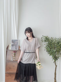 V Neck 顯瘦前後開V領線料長針織 Knit / TP9145 (pre-order white)