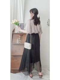 V Neck 顯瘦前後開V領線料長針織 Knit / TP9145 (pre-order white)