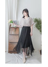 Flair 絲帶橡筋腰輕優雅不規則傘裙擺 Skirt/ SK8882 (pre-order beige)