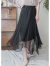 Flair 絲帶橡筋腰輕優雅不規則傘裙擺 Skirt/ SK8882 (pre-order beige)