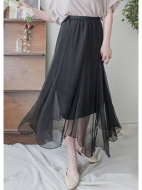 Flair 絲帶橡筋腰輕優雅不規則傘裙擺 Skirt/ SK8882 (pre-order beige)