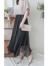 Flair 絲帶橡筋腰輕優雅不規則傘裙擺 Skirt/ SK8882 (pre-order beige)