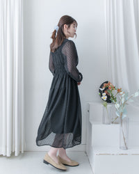 Romantic Dot Dress 浪漫立體點紋修身雪紡連身裙/ DS1073