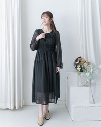 Romantic Dot Dress 浪漫立體點紋修身雪紡連身裙/ DS1073