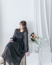 Romantic Dot Dress 浪漫立體點紋修身雪紡連身裙/ DS1073