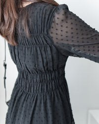 Romantic Dot Dress 浪漫立體點紋修身雪紡連身裙/ DS1073