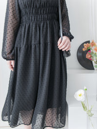 Romantic Dot Dress 浪漫立體點紋修身雪紡連身裙/ DS1073