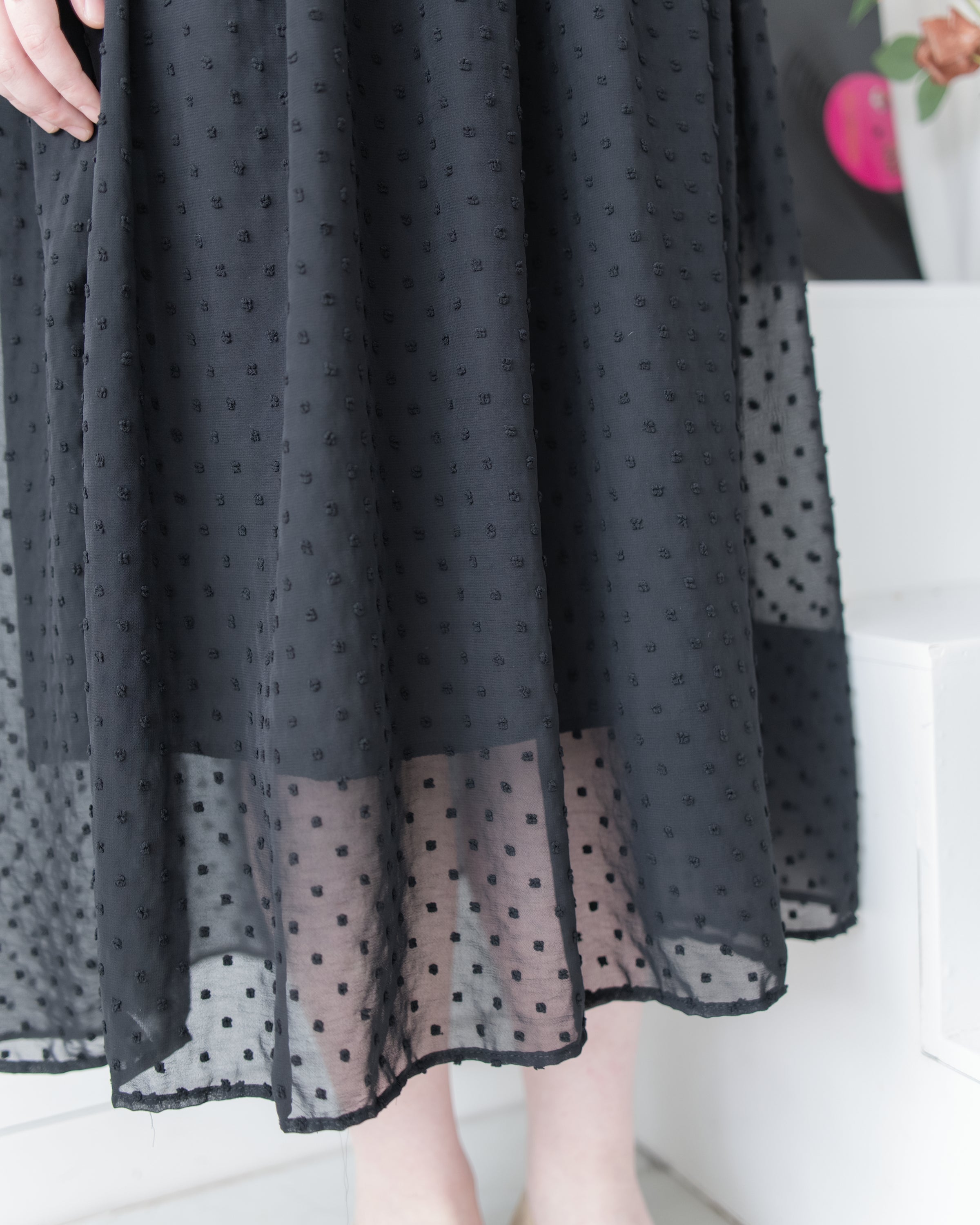 Romantic Dot Dress 浪漫立體點紋修身雪紡連身裙/ DS1073