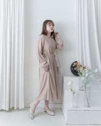 Luminous Dress 極致絲光棉顯瘦圓領蝴蝶修腰長裙/ DS1080