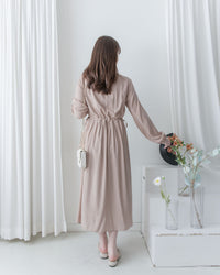 Luminous Dress 極致絲光棉顯瘦圓領蝴蝶修腰長裙/ DS1080