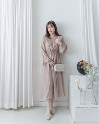 Luminous Dress 極致絲光棉顯瘦圓領蝴蝶修腰長裙/ DS1080