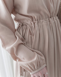 Luminous Dress 極致絲光棉顯瘦圓領蝴蝶修腰長裙/ DS1080