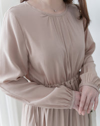 Luminous Dress 極致絲光棉顯瘦圓領蝴蝶修腰長裙/ DS1080