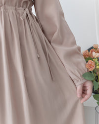 Luminous Dress 極致絲光棉顯瘦圓領蝴蝶修腰長裙/ DS1080