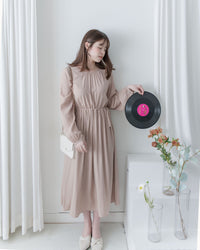 Luminous Dress 極致絲光棉顯瘦圓領蝴蝶修腰長裙/ DS1080