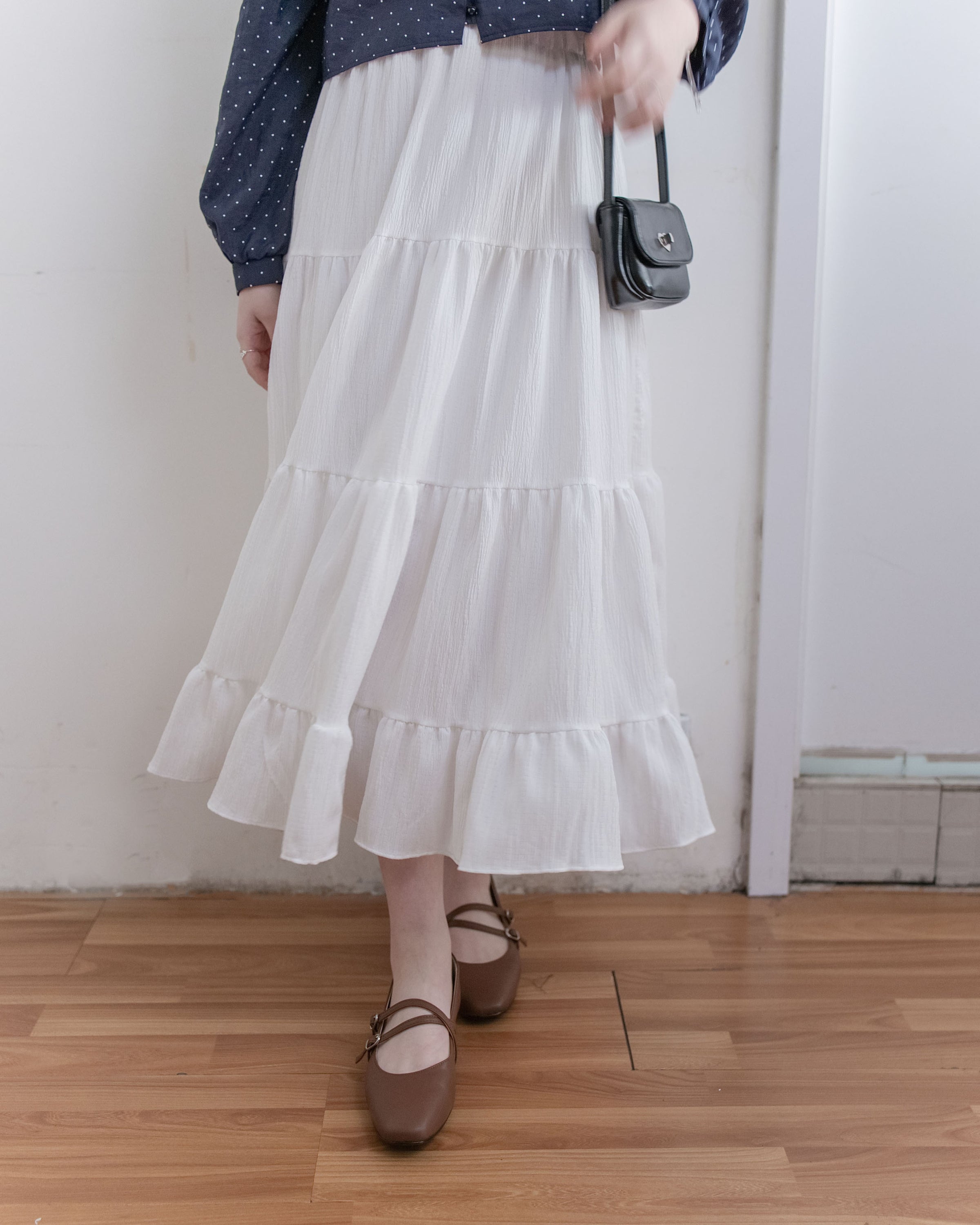 【現貨限量回歸】Serene Skirt 輕優雅防皺暗條紋傘裙/ SK8931