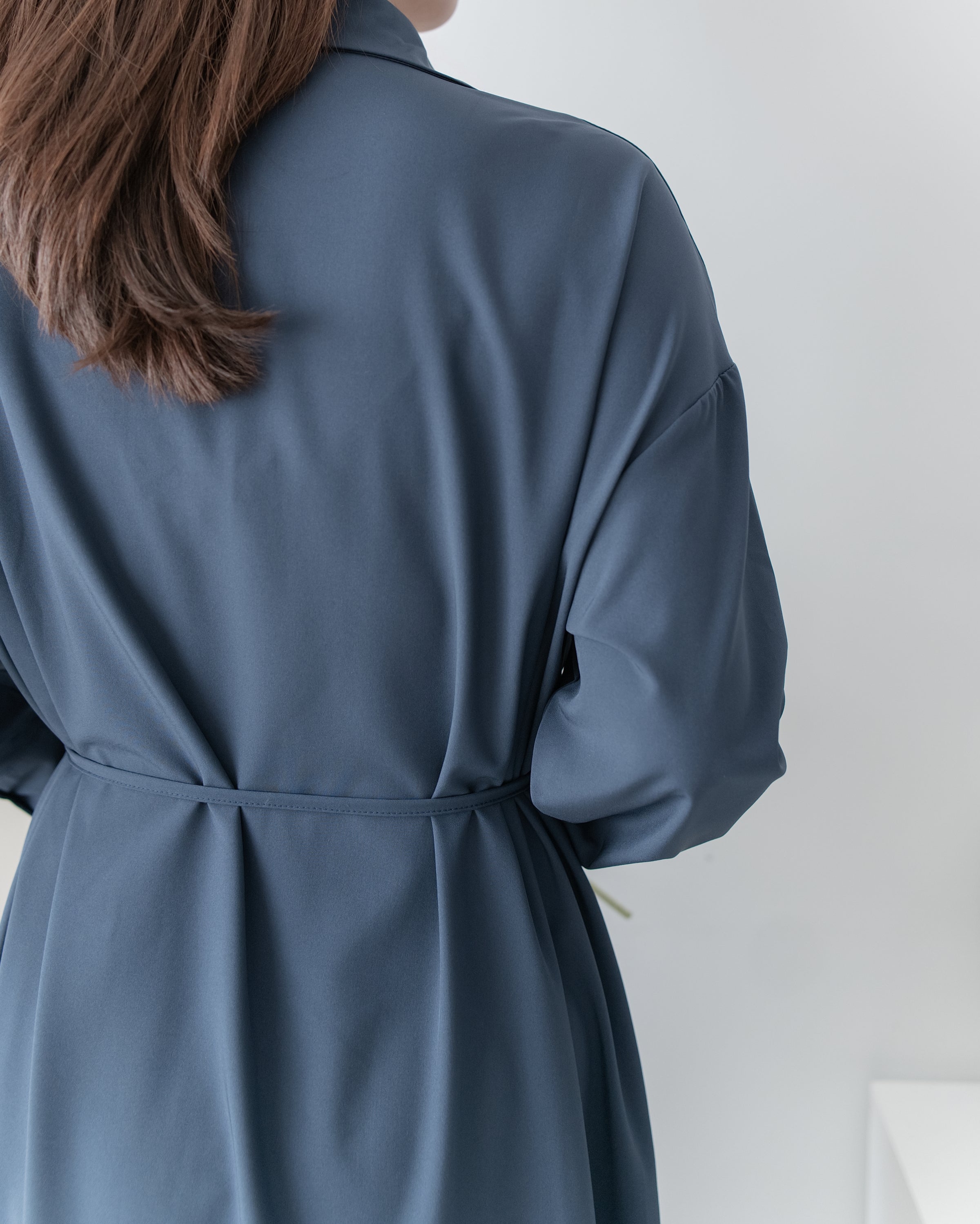 Navy Dress 深藍修腰口袋恤衫裙/ DS1072