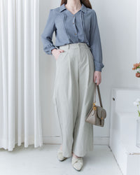 Stitched-Line Pants 棉質立體車線顯瘦寬腿西褲/ PT8477 (pre-order black)