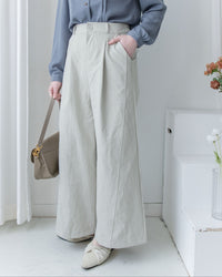 Stitched-Line Pants 棉質立體車線顯瘦寬腿西褲/ PT8477 (pre-order black)