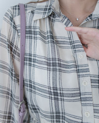 Chiffon Checked Dress 雪紡格紋修腰口袋連身裙/ DS1079