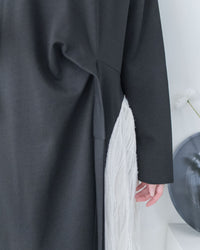 Feather Spliced Dress  立體細褶拼色羽毛紋理側修腰連身裙/ DS1065