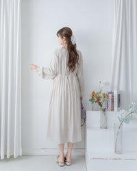 Luminous Dress 極致絲光棉顯瘦圓領蝴蝶修腰長裙/ DS1080