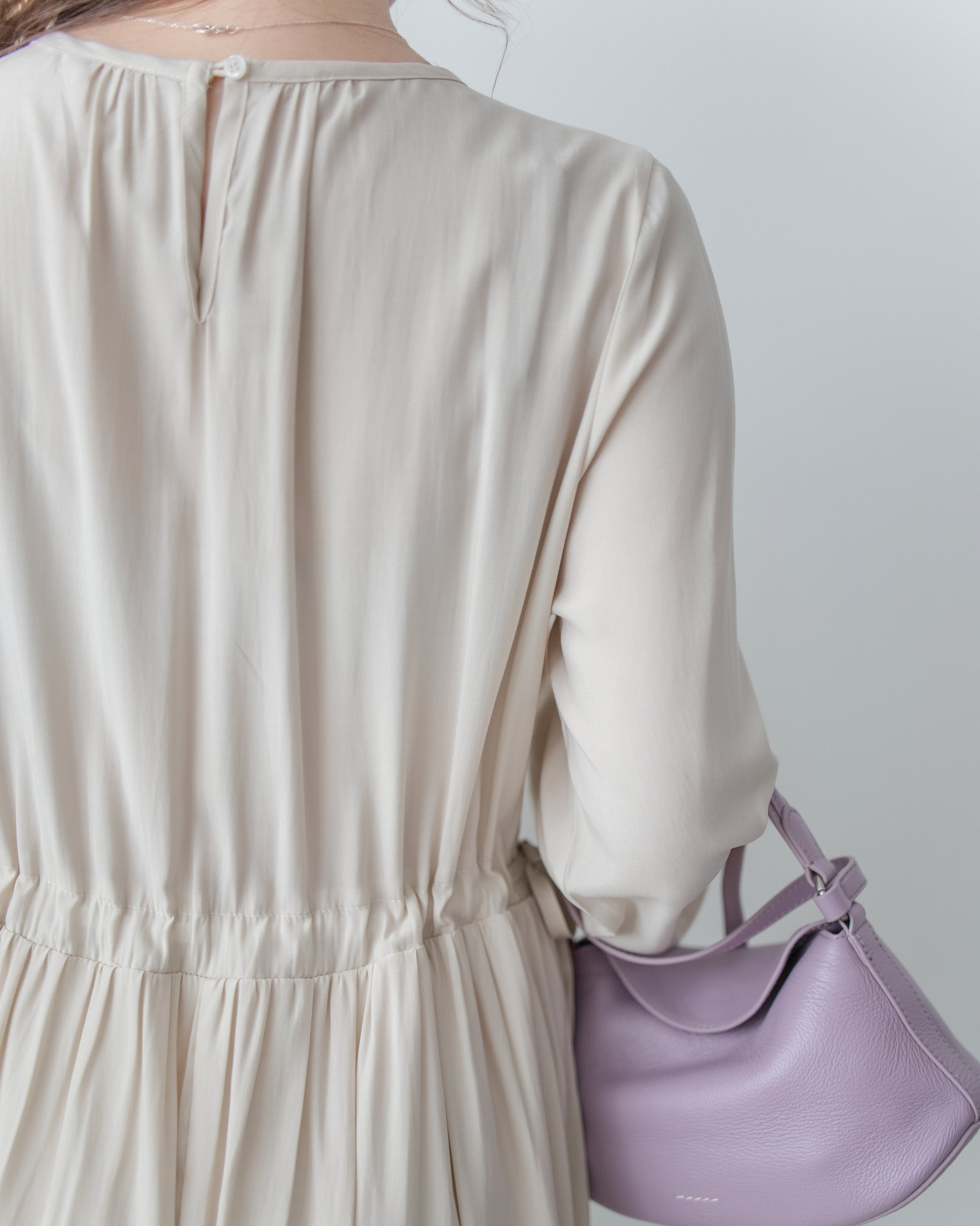 Luminous Dress 極致絲光棉顯瘦圓領蝴蝶修腰長裙/ DS1080