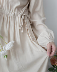 Luminous Dress 極致絲光棉顯瘦圓領蝴蝶修腰長裙/ DS1080