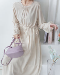 Luminous Dress 極致絲光棉顯瘦圓領蝴蝶修腰長裙/ DS1080