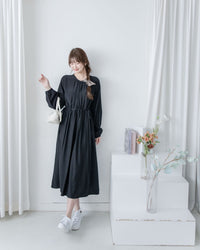 Luminous Dress 極致絲光棉顯瘦圓領蝴蝶修腰長裙/ DS1080