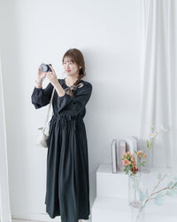 Luminous Dress 極致絲光棉顯瘦圓領蝴蝶修腰長裙/ DS1080