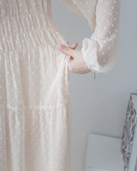 Romantic Dot Dress 浪漫立體點紋修身雪紡連身裙/ DS1073