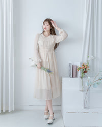 Romantic Dot Dress 浪漫立體點紋修身雪紡連身裙/ DS1073