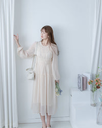 Romantic Dot Dress 浪漫立體點紋修身雪紡連身裙/ DS1073