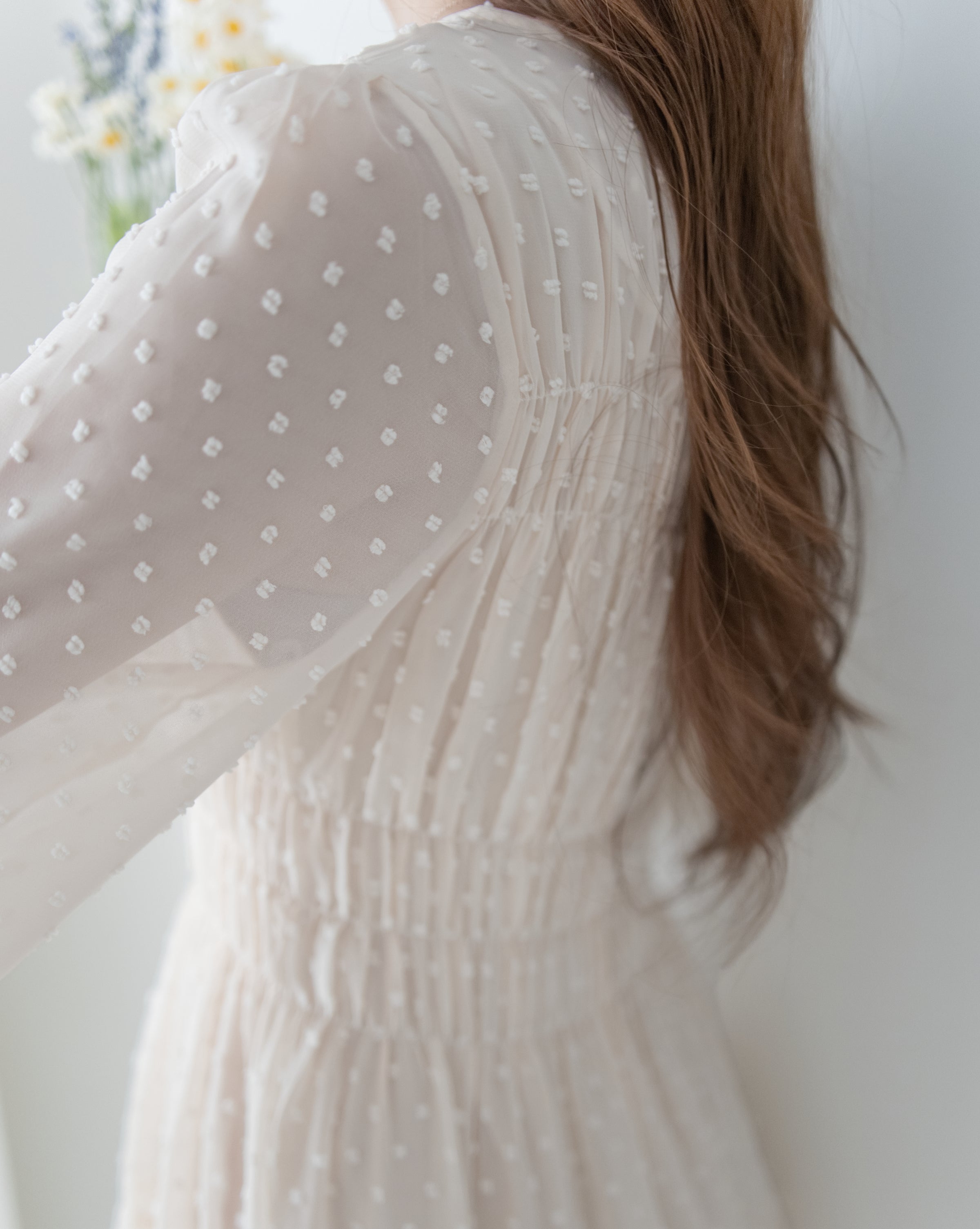 Romantic Dot Dress 浪漫立體點紋修身雪紡連身裙/ DS1073