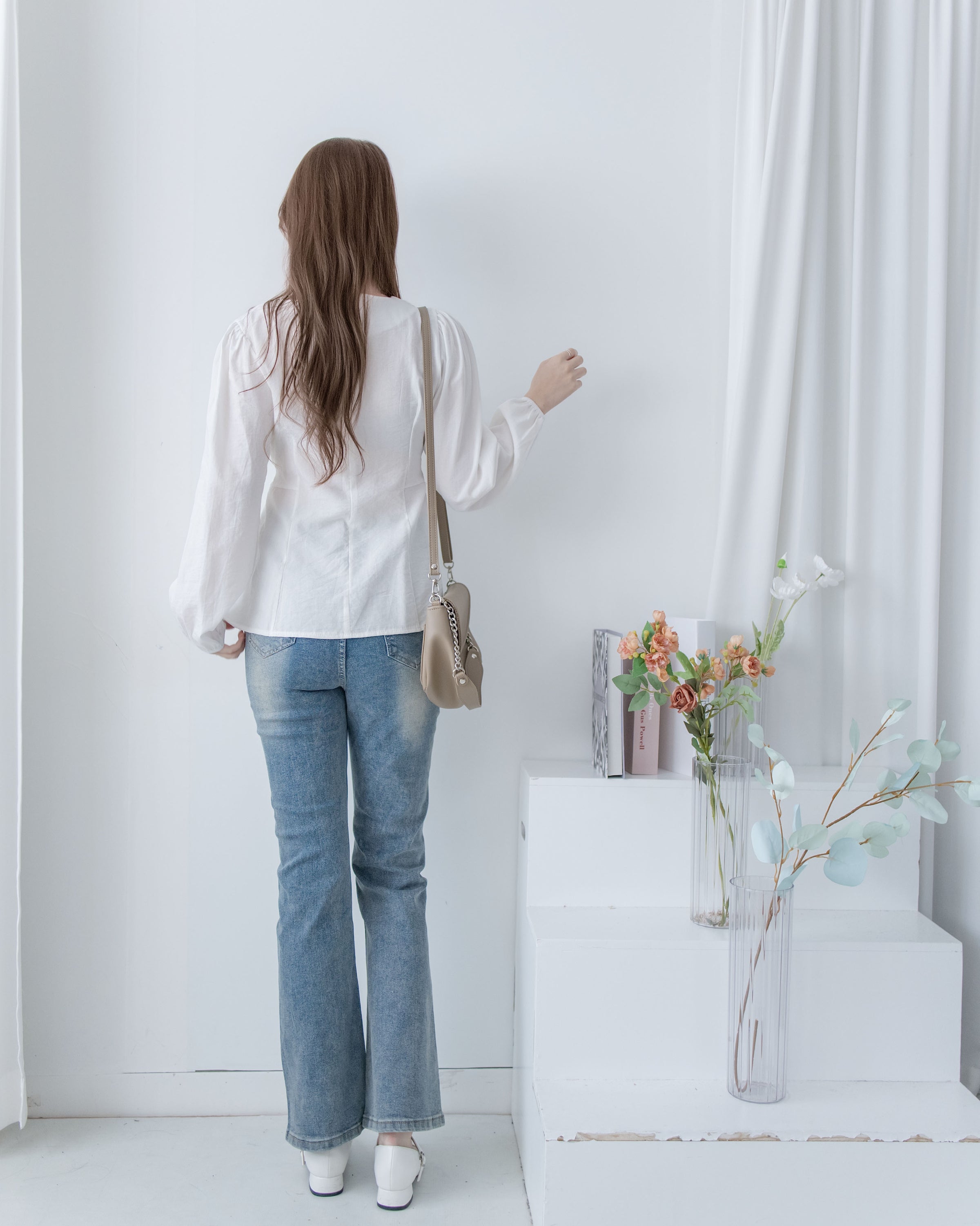 Tailored  Ribbon Top  百搭後拉鍊修腰顯瘦上衣/ BU9131