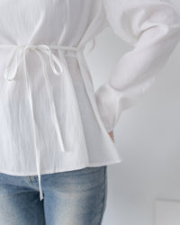 Tailored  Ribbon Top  百搭後拉鍊修腰顯瘦上衣/ BU9131