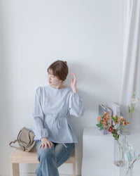 Tailored  Ribbon Top  百搭後拉鍊修腰顯瘦上衣/ BU9131