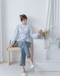 Tailored  Ribbon Top  百搭後拉鍊修腰顯瘦上衣/ BU9131