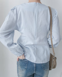 Tailored  Ribbon Top  百搭後拉鍊修腰顯瘦上衣/ BU9131