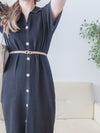 V Collar Knit 翻領V領裝飾鈕扣設計彈性線料 Dress/ DS9899 (pre-order)