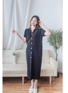 V Collar Knit 翻領V領裝飾鈕扣設計彈性線料 Dress/ DS9899 (pre-order)