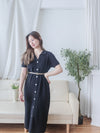 V Collar Knit 翻領V領裝飾鈕扣設計彈性線料 Dress/ DS9899 (pre-order)