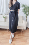 V Collar Knit 翻領V領裝飾鈕扣設計彈性線料 Dress/ DS9899 (pre-order)