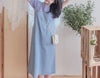 Denim 淺牛仔色平領吊帶裙尾開叉 Dress/ DS9904